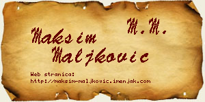 Maksim Maljković vizit kartica